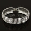 TREAZY Luxury 15 row Rhinestone Full Crystal Bracelet for Women Cuff Bangle Wedding Bridal Gold Silver Color Statement Bracelets