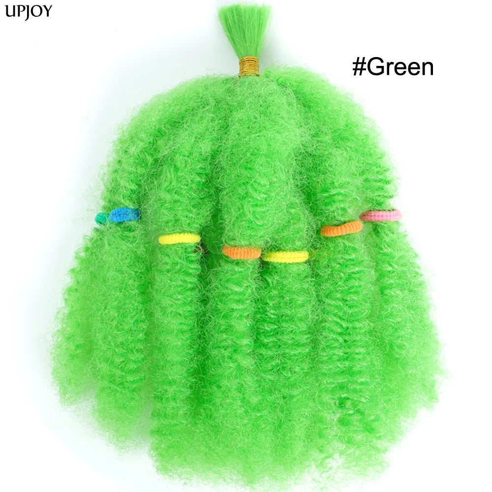 Afro Kinky Curly Hair Bulk Synthetic 12inch Ombre Marley Twists Braiding Hair #1B 4 27 30 33 99J Green Ombre Purple Brown Colors