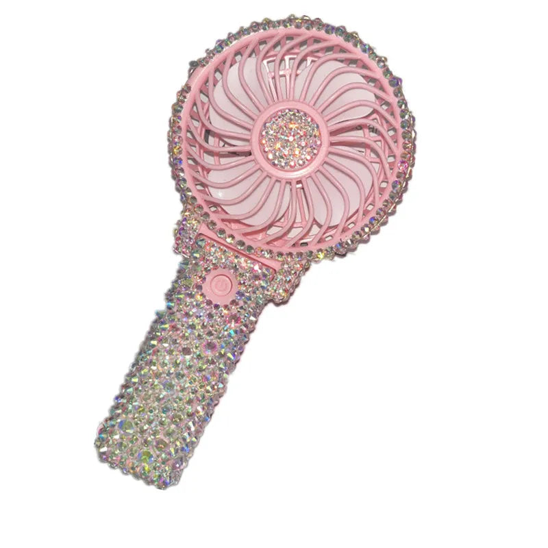 1pc AB/Clear Mixed Crystal Summer Hand Fan,Bling Sparkle Stunning Girls' Photography Party Accessoriess