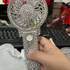 1pc AB/Clear Mixed Crystal Summer Hand Fan,Bling Sparkle Stunning Girls' Photography Party Accessoriess