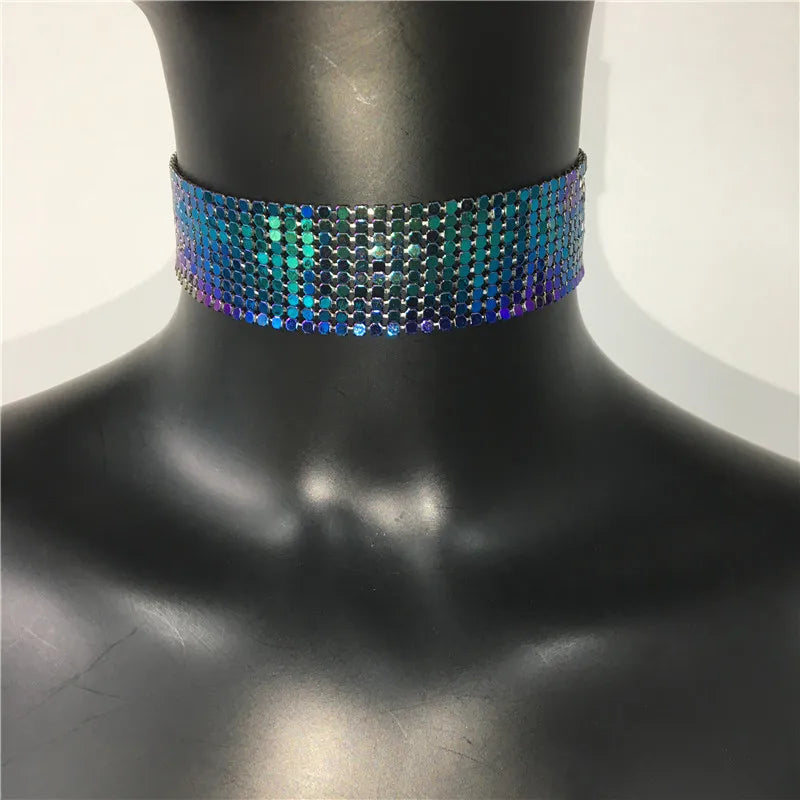 Fashion Metal Sequins Chokers Necklace Jewelry Women Statement Choker Wedding Necklace Jewelry Accessories For A Gift