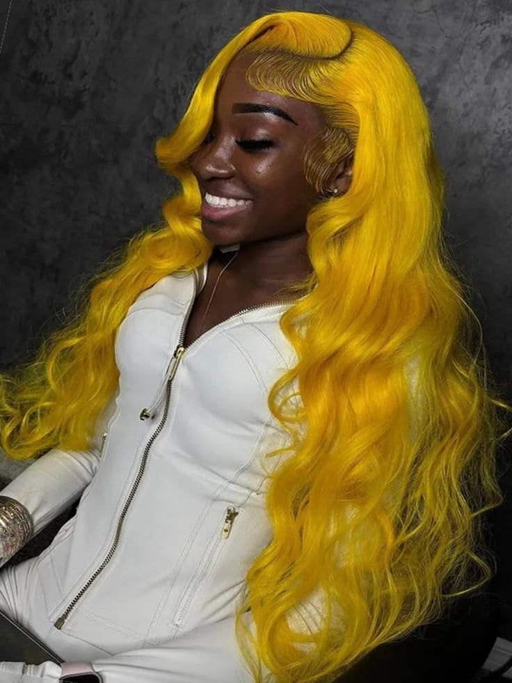 Light Yellow 613 13x6 HD Lace Frontal Wig Human Hair Body Wave Transparent Lace Wig 613 Colored Human Hair Wigs 200% For Women
