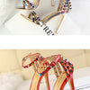 Summer Women Roman High Heels Rivets Studded Sandals Stiletto Gladiator Pumps Open Toe Luxury Shoes Hollow One-word Buckle 267-2