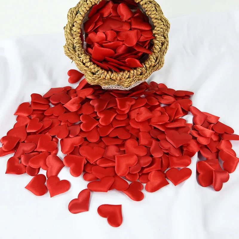 100/200Pcs Artificial Love Heart Petals Valentine's Day Wedding Party Confetti Petals Sponge Satin Fabric Table Bed Decorations
