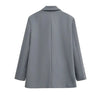 TRZA-Women's Double Breasted Office Wear Blazer Coat, Long Sleeve, Flap Pockets, Female Outerwear, Chic Tops, Fashion