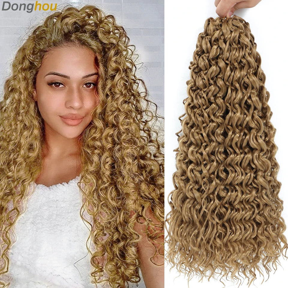 Beach Curl Crochet Hair Gogo Curl Crochet Hair 18 Inch Ombre Brown Blonde Bug Ginger T30 Synthetic Deep Wave Twist Crochet Braid
