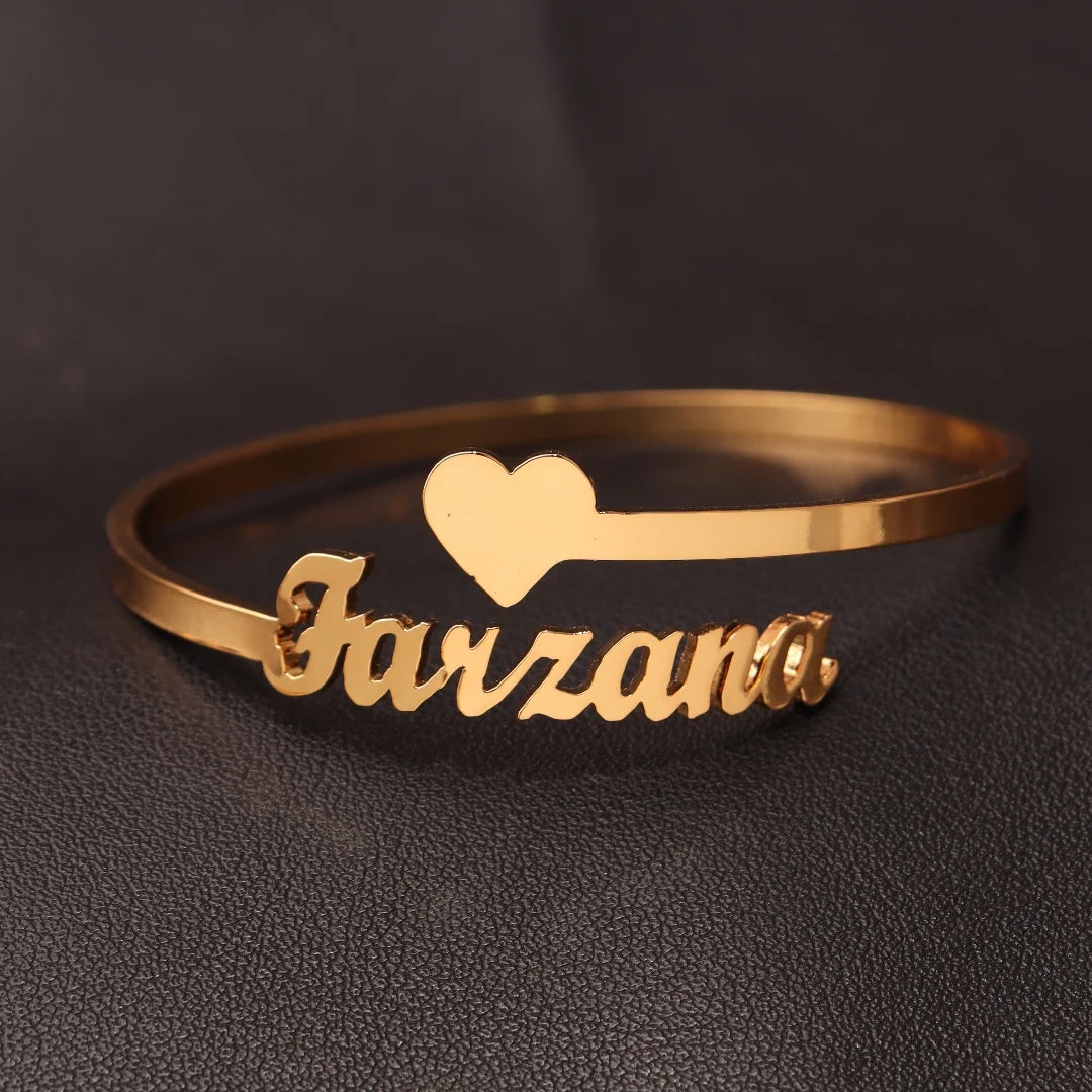 Custom Name Bangle for Women Stainles Steel Open Bracelets Girl Jewelry Personalised Double Name Couple Bracelet Christmas Gifts