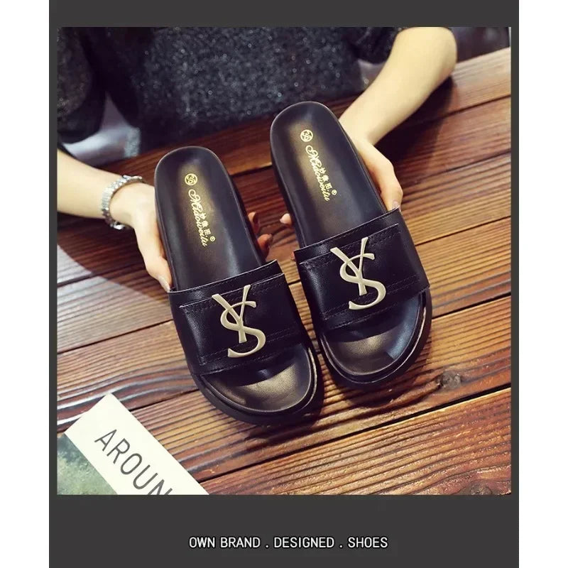 Slippers Summer Shoes Women Platform Design Slides Fashion Letters Ladies Shoes Casual Slipper Indoor Non-slip Slippers Sandals