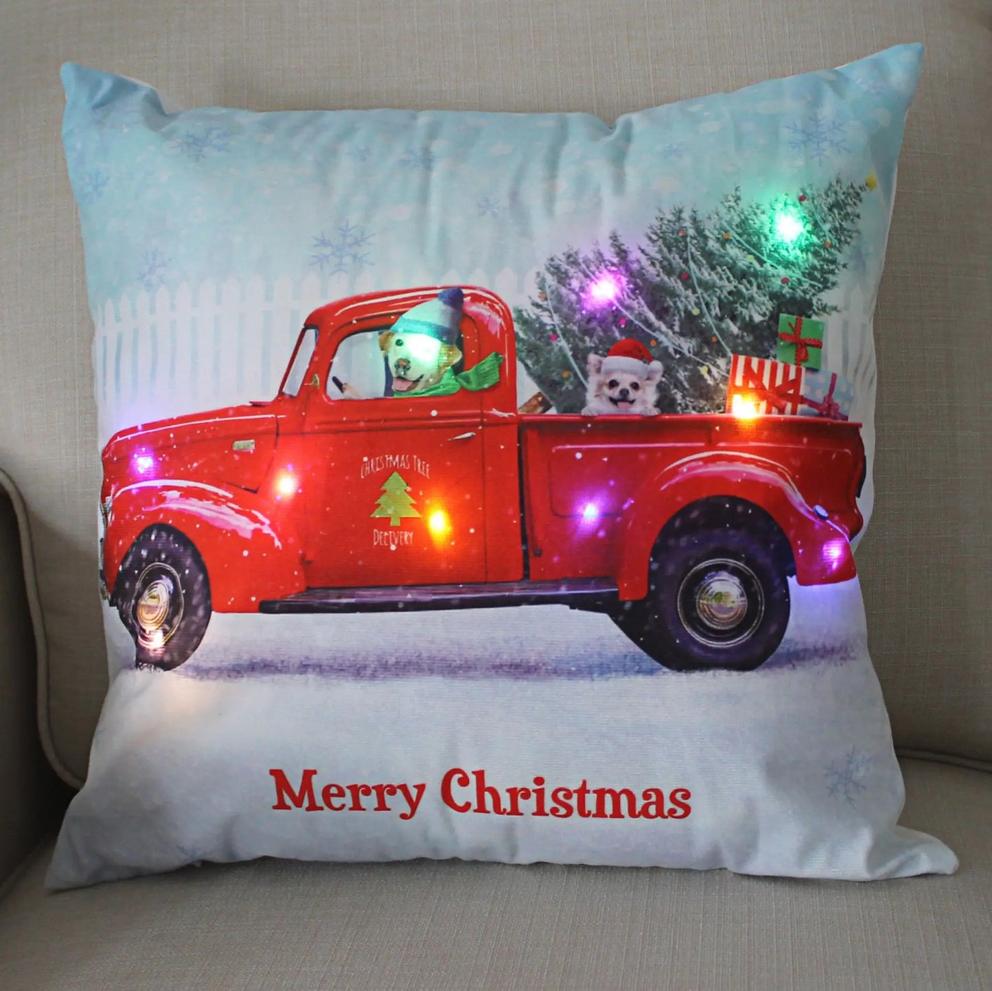 45cm Glowing Santa Claus Pillowcase with Led Lights 2023 New Year Decoration for Home Christmas Ornament Decor Led Cushion Cover