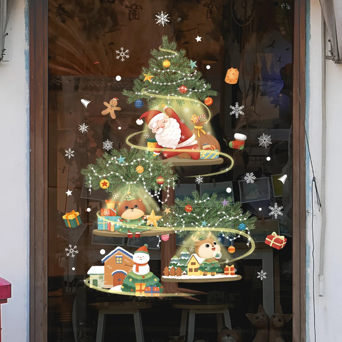 Santa Snowman Christmas Window Stickers Wall Decals New Year 2025 Christmas Home Decor Merry Christmas Xmas Decorations Gifts