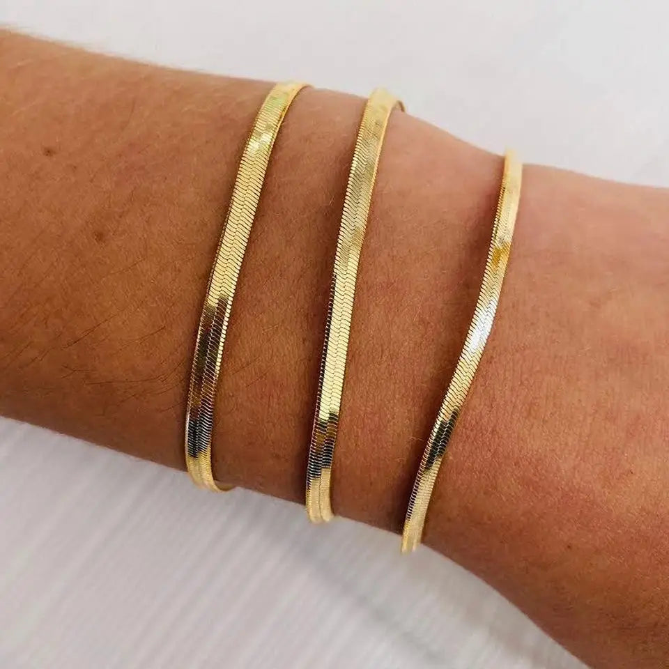 eManco Stainless Steel Adjustable Classic Snake Chain Bracelet Women's Gold Plated Jewelry Wholesale