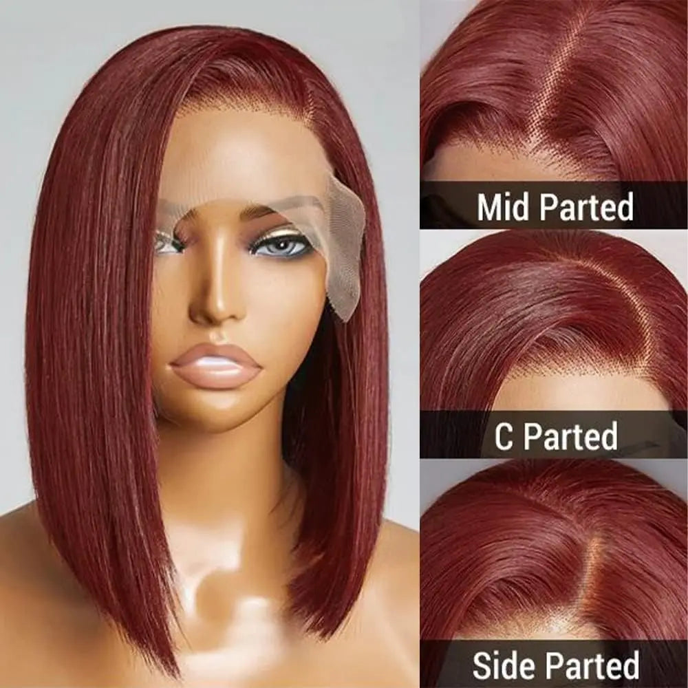Dark Purple Bob Lace Front Wigs Human Hair Colored 13x4 Lace Frontal Short Straight Purple Bob Wig Pre Plucked with Baby Hair