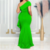 Elegant Dresses for Women One Shoulder Sleeveless Ruffles Mermaid Floor Length Luxury Birthday Party Dinner Vestidos Mujer Dress
