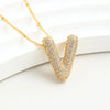Cubic Zirconia Gold Plated  Bubble Alphabet Letter Necklace Monogram Necklace Balloon Initial Necklace Gifts for Women Girls