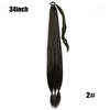 Ponytail Extensions Synthetic Boxing Braids Wrap Around Chignon Tail With Rubber Band Hair Ring 26 Inch Brown Ombre Braid DIY