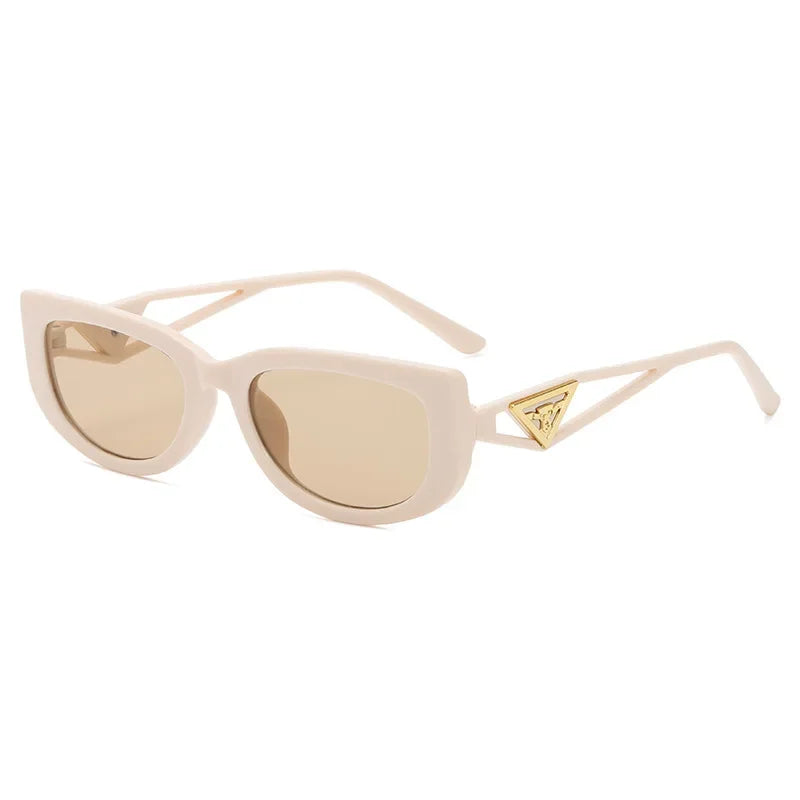 New Small Frame Cat Eye Sunglasses Women Personality Hollow Triangle Sun Glasses Men Trendy Retro Oval Gafas De Sol Mujer