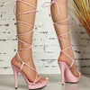 2023 New Lace-up Sandals Women Platform Summer Ladies Shoes Fashion Thin Band High Heels Pumps Plus Size Nightclub Stripper Show