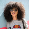 Afro Kinky Curly Wigs with Bangs 250% Density Brazilian Remy Human Hair Full Machine Made Wigs Short Afro Curly Wigs For Women