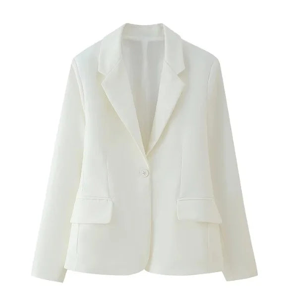 Elegant Blazer Coat Women Fashion Office Lady Waist Cinched Solid Suit Jackets 2025 New Spring Single Breasted Casual Outerwear