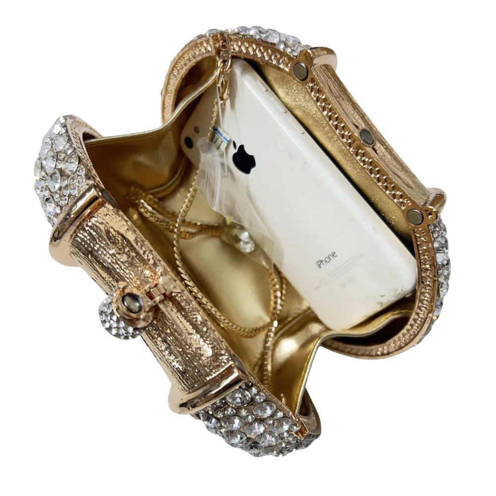 XIYUAN Oval Shaped Crystals Evening Clutch Bags Women Boutique Diamond Clutch Purses And Handbags Bridal Wedding Gem Phone Purse