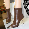 BIGTREE shoes Autumn Winter Boots Metal Pointed tip Women Boots Fashion Leather Boots High Heels Stilettos New Women Ankle Boots