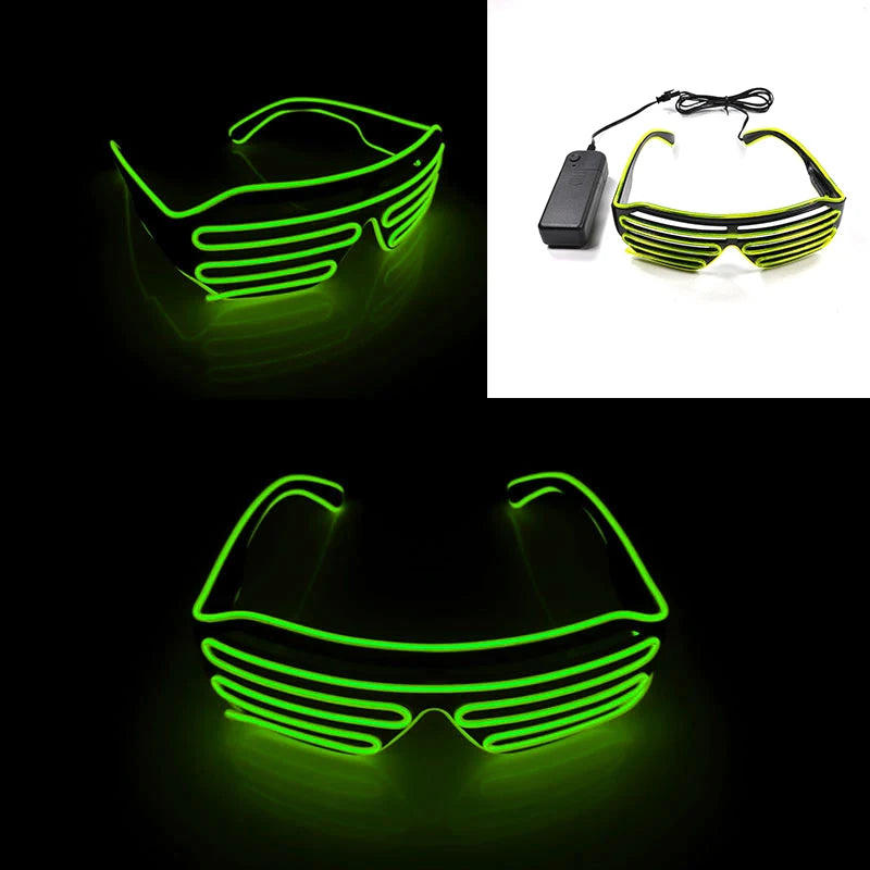1pc Flashing Shutter Neon Rave Glasses Light Up Happy Bar Night  LED Sunglasses Men Women Boys Girls Decor Eyewear