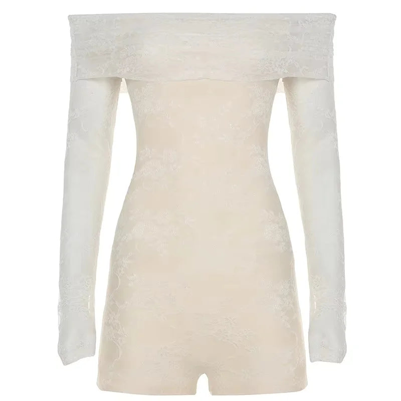 Sisterlinda Autumn Release Junior Short Sexy High Street Jumpsuits M24Q62420Girl Knit Lace White Slim Backless Fashion Jumpsuits