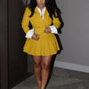 BWQ 2024 INS Women Fashion Pleated Mini Skirts Suit and Shirt Patchwork Long Sleeve Blazer Matching 2 Two Piece Set Outfits