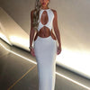 Ahagaga Hollow Out Party Women Maxi Dresses Fashion Sexy Solid Regular Casual Sleeveless Slim Sheath Vestidos Robes Streetwear