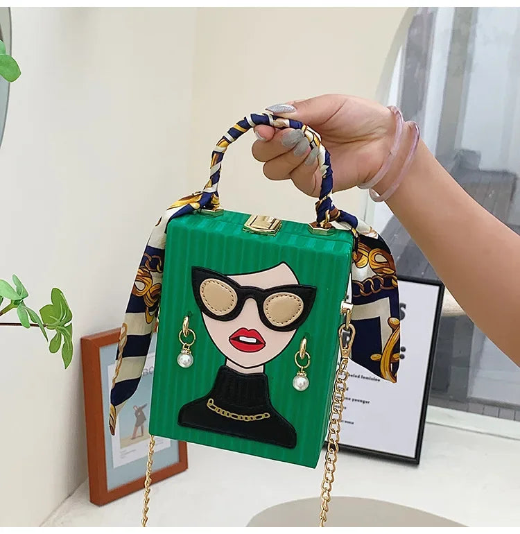 Evening Bags for Women 2024 New Fashionable Leather Shoulder Bag Woman Hard High Quality Hip Hop Party Luxury Designer Handbag