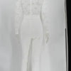 White Jumpsuit Women Overalls Elegant Lace Long One Piece High Waist Feather Y2k Sexy Wedding Party Night Evening Rompers