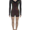 Wishyear Sexy Feather Mesh Patchwork Sequins Night Club Jumpsuits Shorts for Women Glitter Birthday Overalls Christmas Playsuits