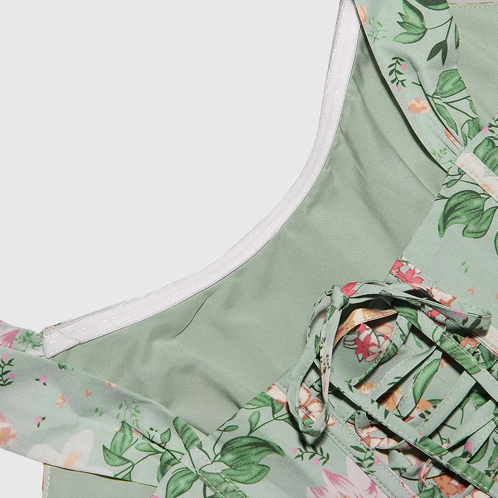 Suninheart Summer Pink Floral Print Corset Dress Midi Elegant Sexy Party Dresses Holiday Birthday Casual A Line Women Clothing