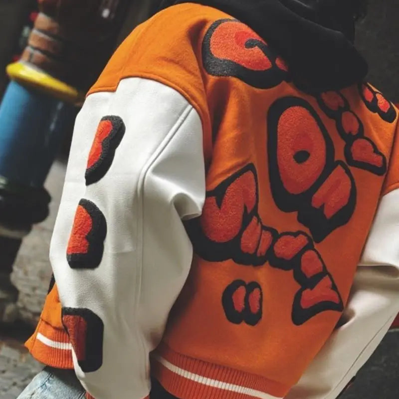Embroidery Varsity Jacket Men PU Leather Sleeves Oversized Bomber Jackets Women Baseball Coats Streetwear Men Clothing