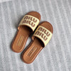 Designer Women's high quality flat leather non-slip slippers Summer triangle printed slippers Comfortable casual beach sandals
