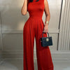 Elegant Women Wide Leg Long Juumpsuit 2024 Spring Summer Fashion Printed Sleeveless Casual Holiday Bodysuits Jumpsuits Trousers