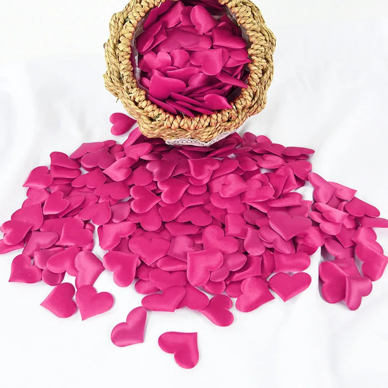 100/200Pcs Artificial Love Heart Petals Valentine's Day Wedding Party Confetti Petals Sponge Satin Fabric Table Bed Decorations