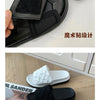 Ladies Magic Sticker Flat Slippers 2025 Summer New Designer Luxury Sandals for Women Elegant Home Flat Slippers Zapatos De Mujer
