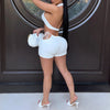 Two Piece Sets for Women Ruched Bandage Criss Cross Solid Women 2024 Spring Backless Club Crop Top and Shorts Matching Set