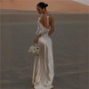 Sexy Ladies Lace Satin Dress Fashionable Elegant Backless Long Skirt 2025 New Party Evening Dress Dress Beach Vacation Style