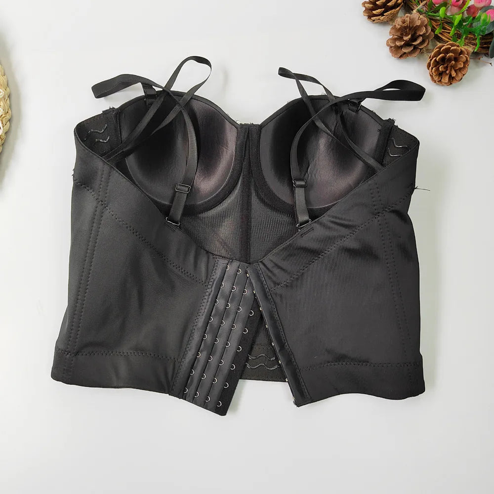 SXTHAENOO Women Sexy Fashion Crop Top Diamond Flower Strapless Vest Bustier Bra Night Club Party Tank Top Female Ropa De Mujer
