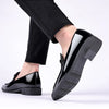 Men's Party Shoes Black Luxury Mens Formal Leather Shoes Slip on Patent Leather Business Casual Shoes Loafers Large Size Zapatos