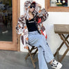 2023 European Station Winter New Down Jacket Women's Warm Fashion Short Color Patchwork Graffiti thick White Duck Down Coa