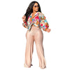 Women Imitation Silk Printed Casual Shirt Top Women Lantern Long Loose Blouse Female Clothes