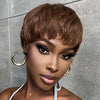 Chocolate Brown Short Pixie Cut Wig Human Hair For Black Women Machine Made Wigs With Bangs Brown Pixi Short Human Hair Wigs