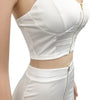 Sexy Solid Color Women's 2-Piece Slim Fit Open Back Zipper Tank Top+High Waist Trouser Set Amazing Bust Wrapping Street Clothing