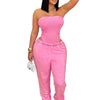 Sexy Tracksuit Cotton Washed Strapless Bodysuit and Jogger Pants Set 2025 Trendy Women Clothes Jogging Suit 2 pcs Two Piece Sets