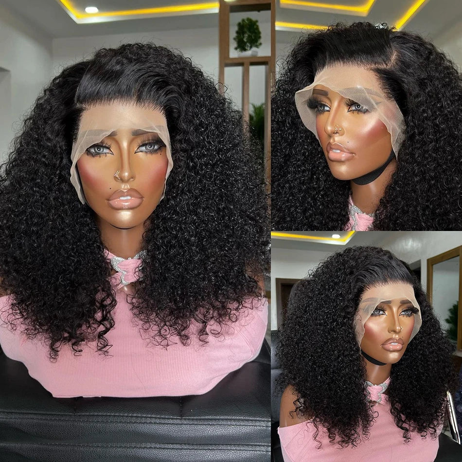 13x4 Bob Wigs Jerry Curly Short Pixie Cut Water Wave Wigs Human Hair Natural Black Brazilian Deep Curly Wigs For Black Woman