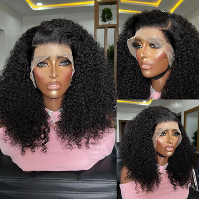 13x4 Bob Wigs Jerry Curly Short Pixie Cut Water Wave Wigs Human Hair Natural Black Brazilian Deep Curly Wigs For Black Woman