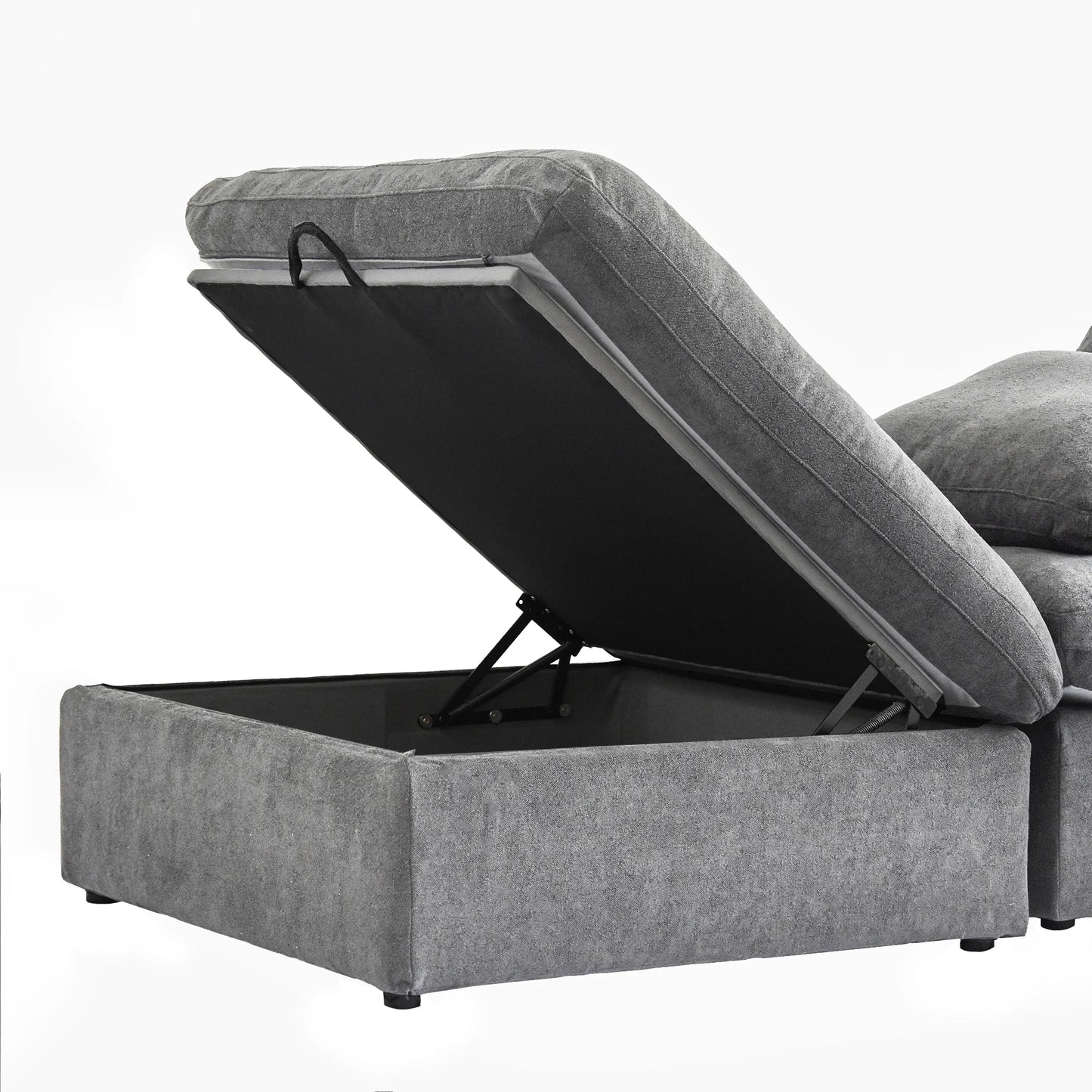 Cloud Modular Sectional Sofa with 2 Storage Ottomans 160.6" Down Filled Comfort U Shaped Sofa Minimalist Wide Deep Seat Couch